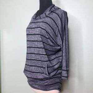 Market & Spruce Grey & Black Striped Tunic Hoodie